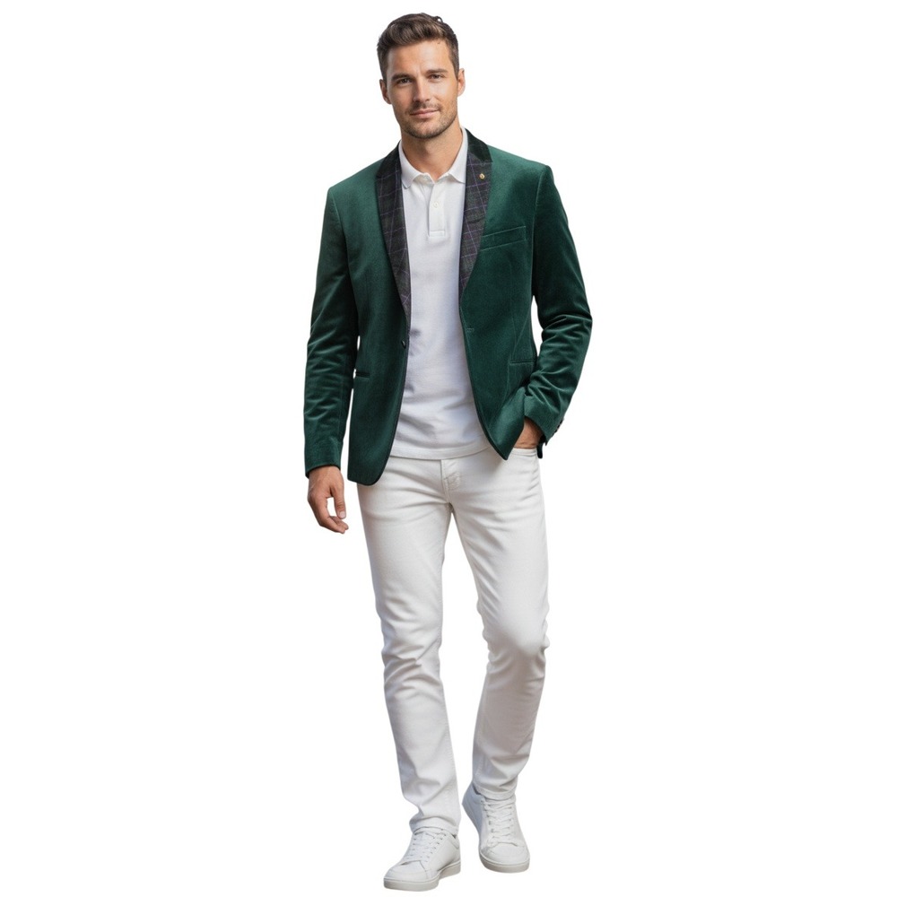 Vineyard Vines OTG Green Velvet Plaid Lapel Performance Blazer Mens 40R‎
